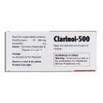 クラリノル500 Clarinol-500, クラリス ジェネリック, クラリスロマイシン 500mg 錠 (Alkem) 箱裏面