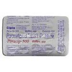 パラシップ500 Paracip-500, ファラセタモール ジェネリック, アセトアミノフェン, 1箱90錠入り,500 mg, 包装裏面
