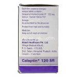 カラプチン Calaptin, ベラパミル 120mg SR錠 （Abbott） 箱側面