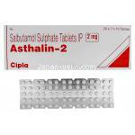 アスタリン Asthalin, 硫酸サルブタモール 2mg 錠 (Cipla)