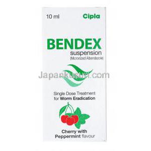 アルベンザ ジェネリック,Bendex,アルベンダゾール内服用懸濁液,製造元：Cipla,10mg,箱表面