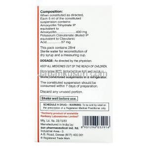 モックスクラフ 457mg 経口懸濁液 (アモキシシリン/ クラブラン酸) 服用方法