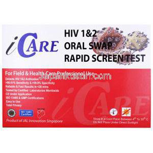 iCare HIV 1型AND2型 口腔検査キット,箱裏面情報