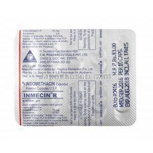 インメシン, インドメタシン カプセル 75 mg カプセル裏面