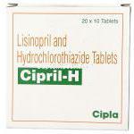 リシノプリル / ヒドロクロロチアジド配合, Cipril-H, 5mg/12.5mg 錠 (Cipla) 箱