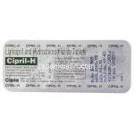 リシノプリル / ヒドロクロロチアジド配合, Cipril-H, 5mg/12.5mg 錠 (Cipla) 包装裏面
