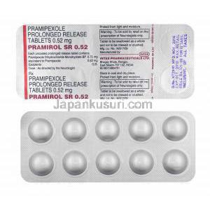 プラミロール (プラミペキソール) 0.52mg 錠剤