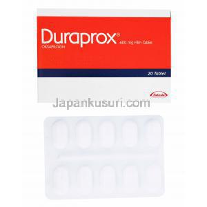 デュラプロックス(オキサプロジン) 600mg 20錠 Takeda社製 箱、錠剤表面