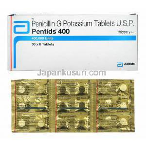 ペンティズ (ペニシリンG (ベンジルペニシリン)) 400,000IU 箱、錠剤