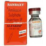 アミカシン（ビクリン ジェネリック）, Alfakim, 500mg 2ml 注射 (Ranbaxy)