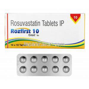 ロズファースト (ロスバスタチン) 10mg 箱、錠剤
