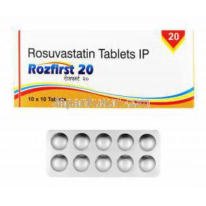 ロズファースト (ロスバスタチン) 20mg 箱、錠剤