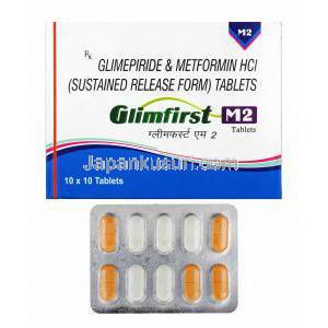 グリムファースト M (グリメピリド/ メトホルミン) 2mg 箱、錠剤
