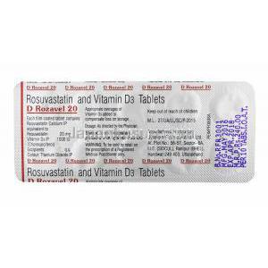 D ロザベル (ロスバスタチン/ ビタミンD3) 錠剤裏面