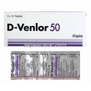 D-Venlor, Desvenlafaxine 50mg box and tablets