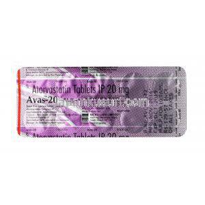 アヴァス,アトルバスタチン 20 mg, 錠剤, シート情報