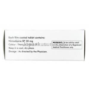 ニモサー, ニモジピン 30 mg,錠剤, 箱情報