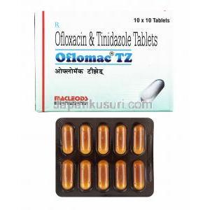 オフロマック TZ Oflomac TZ, チオニダゾール600mg / オフロキサシン 200mg 箱、錠剤