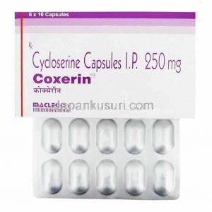 サイクロセリン, Coxerin, 250 mg 製造業者情報 箱、カプセル