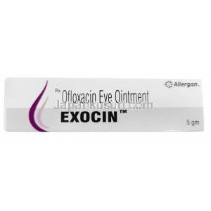 エクスコシン眼軟膏,オフロキサシン, 0.3％w/w, 5g,箱表面