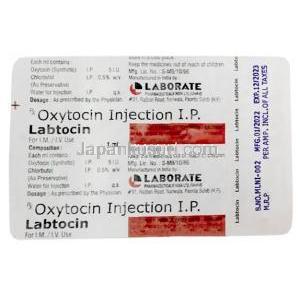 ラブトシン注射,オキシトシン 5 I.U, 注射 1ml バイアル, 製造元：Laborate Pharmaceuticals India Ltd, パッケージ情報