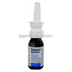 スダフェド 鼻スプレー, 塩酸キシロメタゾリン, N点鼻薬 (鼻スプレー)15ml,製造元：McNeil Products Ltd, ボトル表面