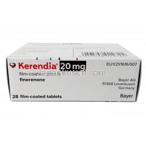 ケレンディア, フィネレノン 20mg,  28錠,製造元： Bayer Zydus Pharma, 箱底面