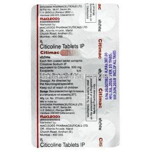 シチマック, シチコリン 500 mg, 製造元：Macleods Pharmaceuticals, シート情報