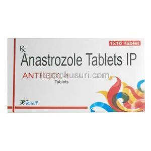 アントレノール -1, アナストロゾール 1mg, 製造元:Knoll Healthcare, 箱表面