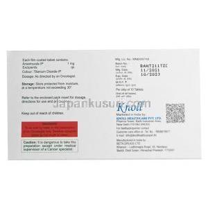 アントレノール -1, アナストロゾール 1mg, 製造元:Knoll Healthcare, 箱情報
