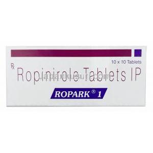 ロパーク 1, ロピニロール 1mg, 製造元：Sun Pharma, 箱表面
