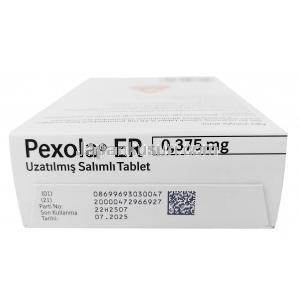 ペクソーラ ER, プラミペキソール 0.375mg, 製造元:Boehringer Ingelheim, 箱上面