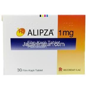 アリプザ 1mg, ピタバスタチン 1 mg, 製造元:Pierre Fabre, 箱表面