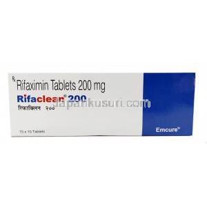 リファクリーン 200, リファキシミン, 200 mg, 製造元：Emcure Pharmaceuticals Ltd, 箱表面