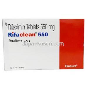 リファクリーン 550, リファキシミン,  550 mg, 製造元:Emcure Pharmaceuticals Ltd, 箱表面