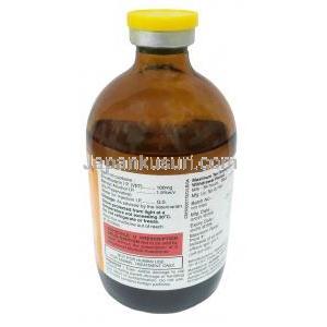 エンロックス 注射, エンロフロキサシン 10%, 100ml, 製造元：Alembic, ボトル情報, 成分