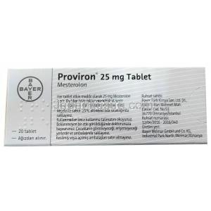 プロビロン, メステロロン25mg, 製造元：Bayer, 箱裏面