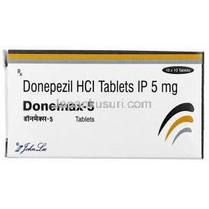 ドネマックス, ドネペジル 5 mg, 製造元:Johnlee Pharmaceuticals Pvt Ltd, 箱表面