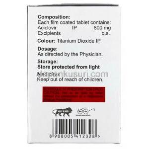 アシプローブ, アシクロビル 800 mg, 製造元:Johnlee, 箱情報