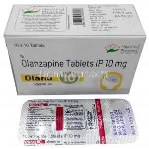 オラナ 10, オランザピン 10 mg, 製造元:American Remedies,箱, シート情報