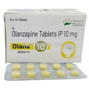 オラナ 10, オランザピン 10 mg, 製造元:American Remedies,箱, シート