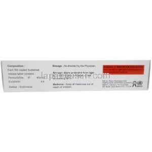 ペントキシフロー, ペントキシフィリン 400 mg, 徐放性錠 (ER錠), 製造元：Prevego Healthcare & Research Private Limited, 箱情報, 成分