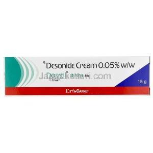 ドセチル クリーム, デソニド 0.05% w/w, クリーム 10 g,製造元： Eris Oaknet,箱表面