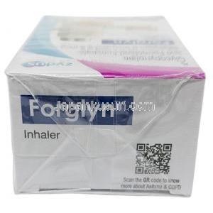 ホルグリン インヘラー, ホルモテロール 4.8mcg/ グリコピロニウム 9mcg, Iインヘラー 120MDI, 製造元：Zydus Cadila, 箱上面