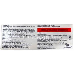 ウゴービ, セマグルチド 1 mg, ペン型注射 (コンビパック)  4回分, 3 mL, 製造元：ノボノルディスクファーマインド, 箱情報, 成分, 注意事項