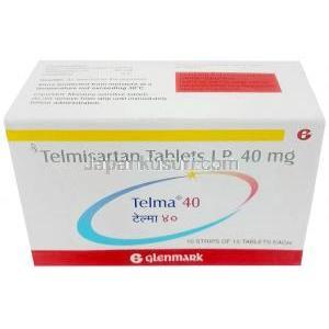 テルマ 40, テルミサルタン 40 mg, 製造元：Glenmark Pharmaceuticals,箱表面, 箱上面