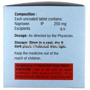 ナプロヒール, ナプロキセン 250 mg, 製造元：Healing Pharma India Pvt Ltd, 箱情報, 成分