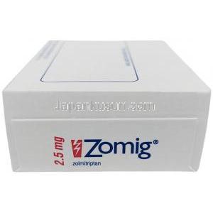 ゾーミッグ,ゾルミトリプタン 2.5mg, 2 錠, 製造元：アストラゼネカ, 箱側面