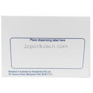 ゾーミッグ,ゾルミトリプタン 2.5mg, 2 錠, 製造元：アストラゼネカ, 箱裏面