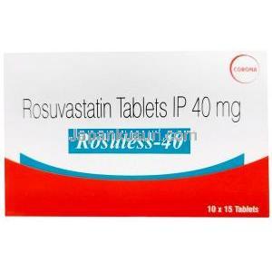 ロスレス 40, ロスバスタチン 40 mg, 製造元:Corona Remedies, 箱表面